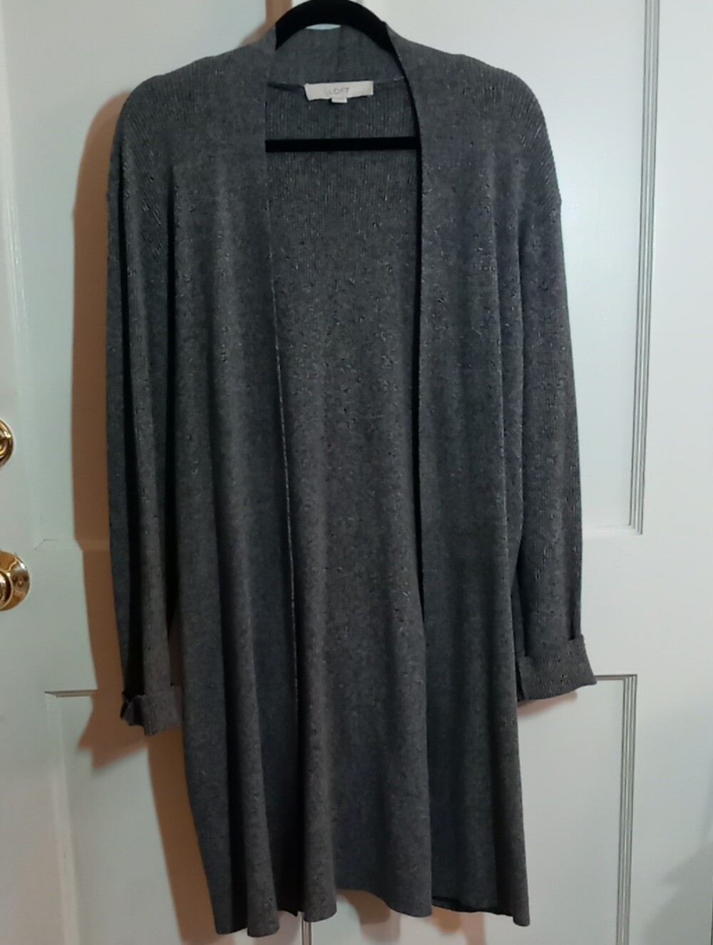 LOFT Gray Open-Front Longline Cardigan